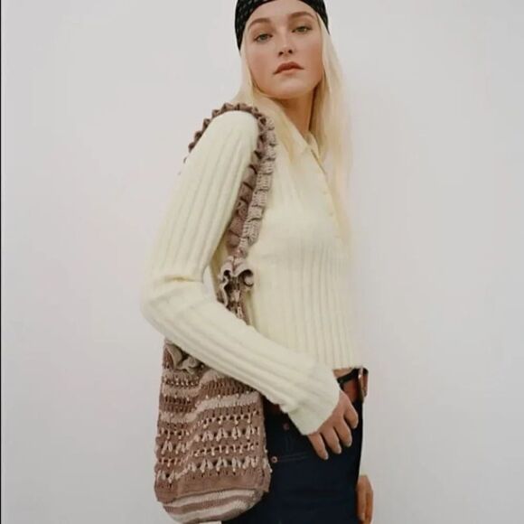 ZARA RUFFLED CROCHET SHOPPER HANDBAG - Picture 5 of 10